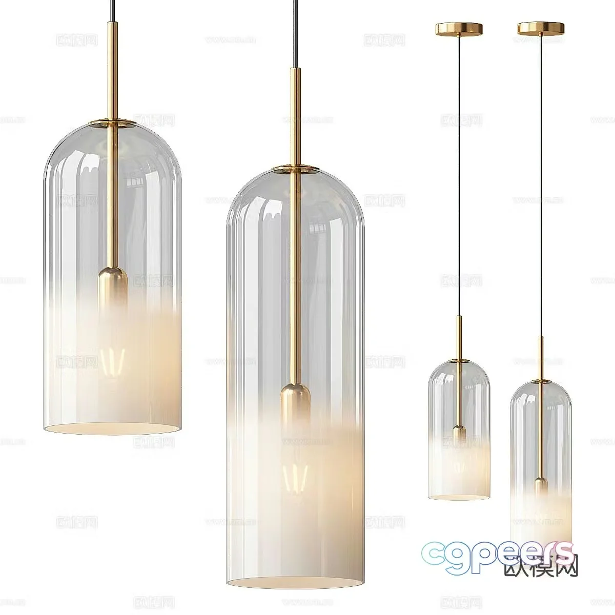 Modern light luxury minimalist glass chandelier 3D model