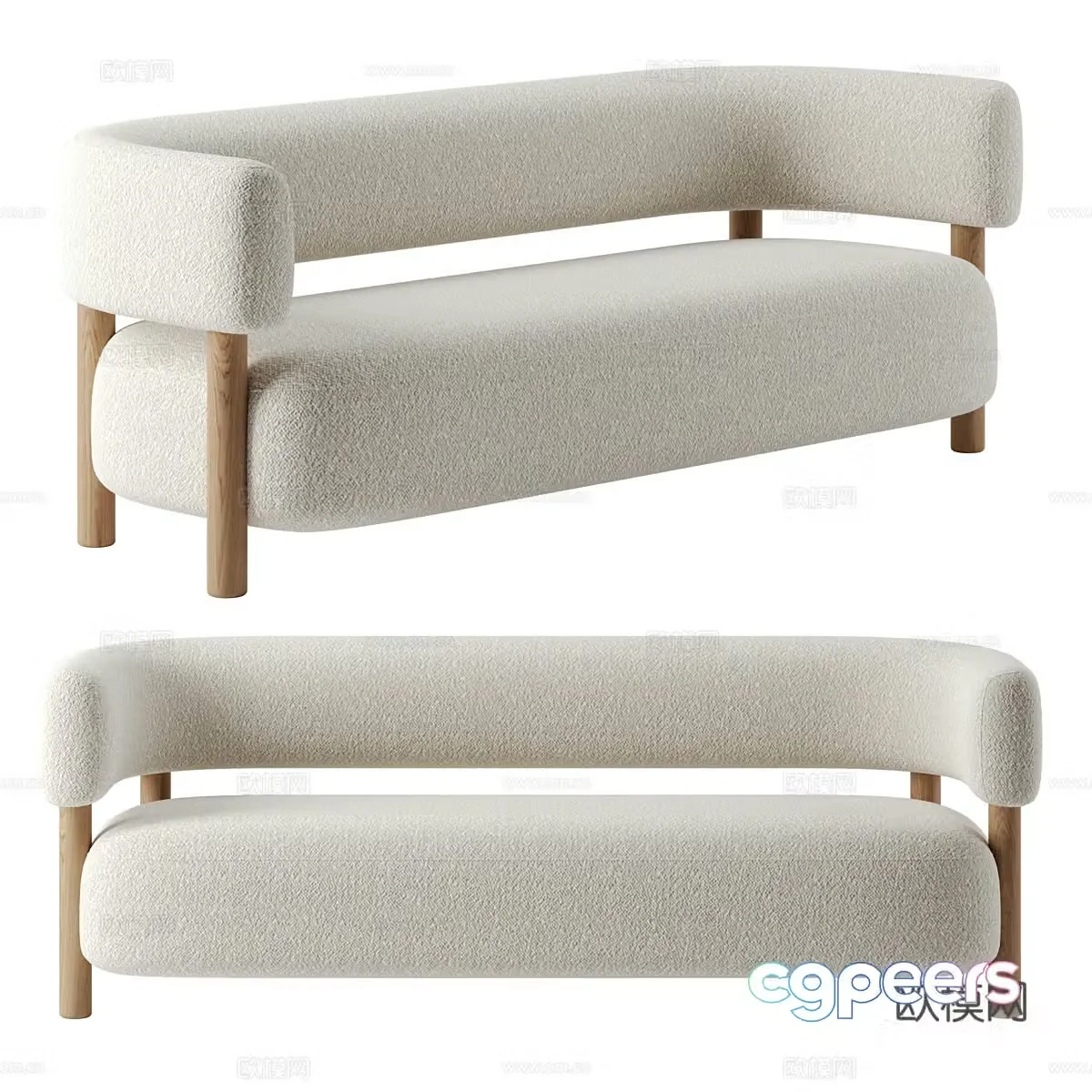 Modern Cream Style Karimoku Casual Sofa 3D Model