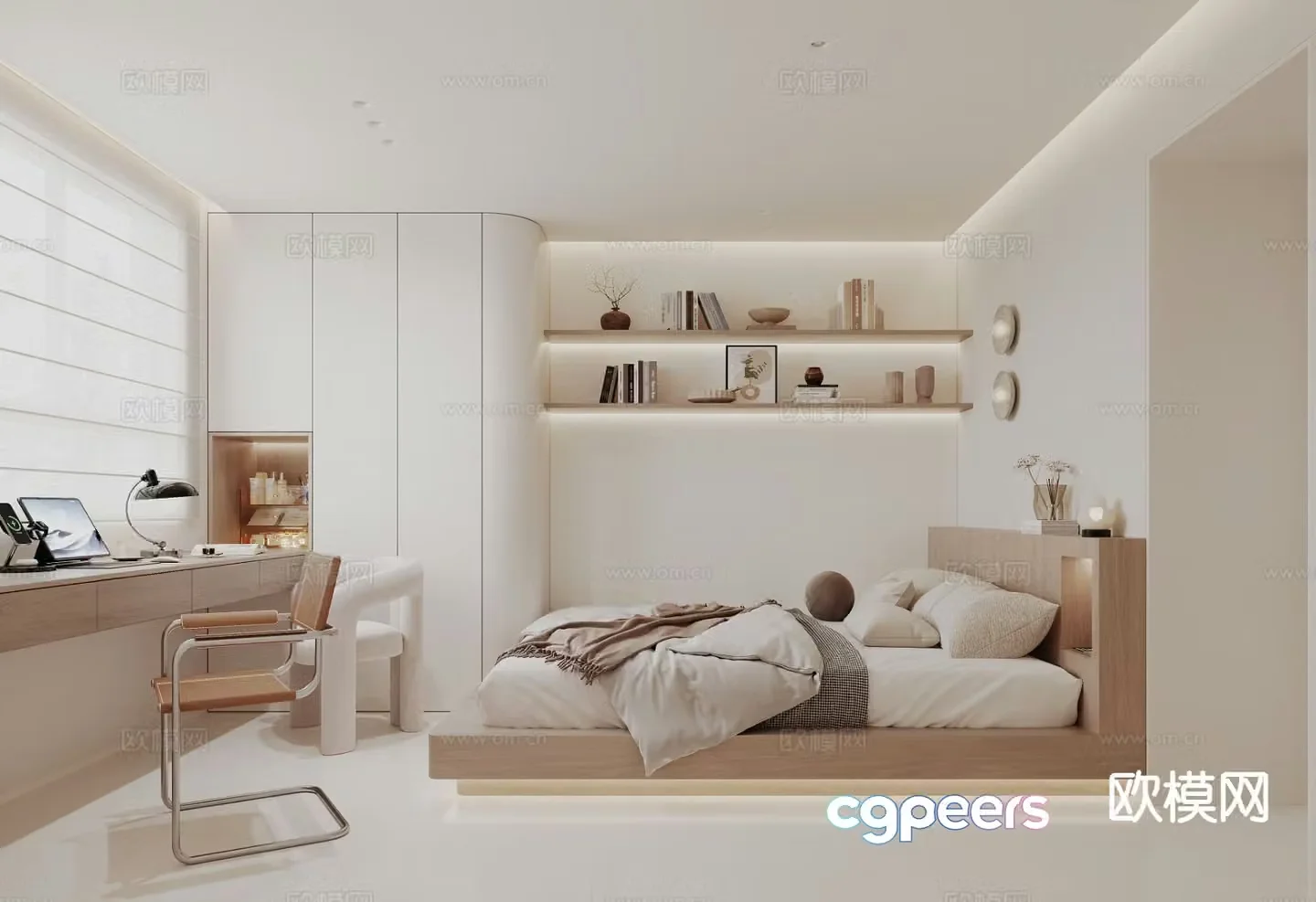 Cream style bedroom second bedroom 3D model