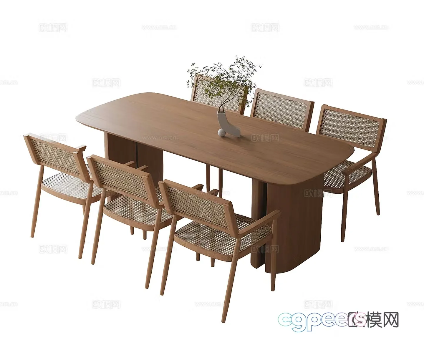 Modern dining table and chair combination dining chair dining table single chair 3d model