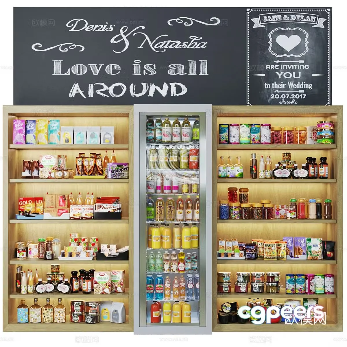 Supermarket shelves snack rack 3d model