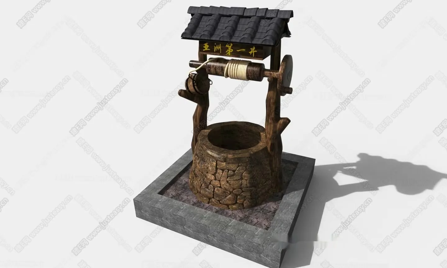 A Well With A Stone Base And A Wooden Structure 3D Model – 2575 – VRAY Render