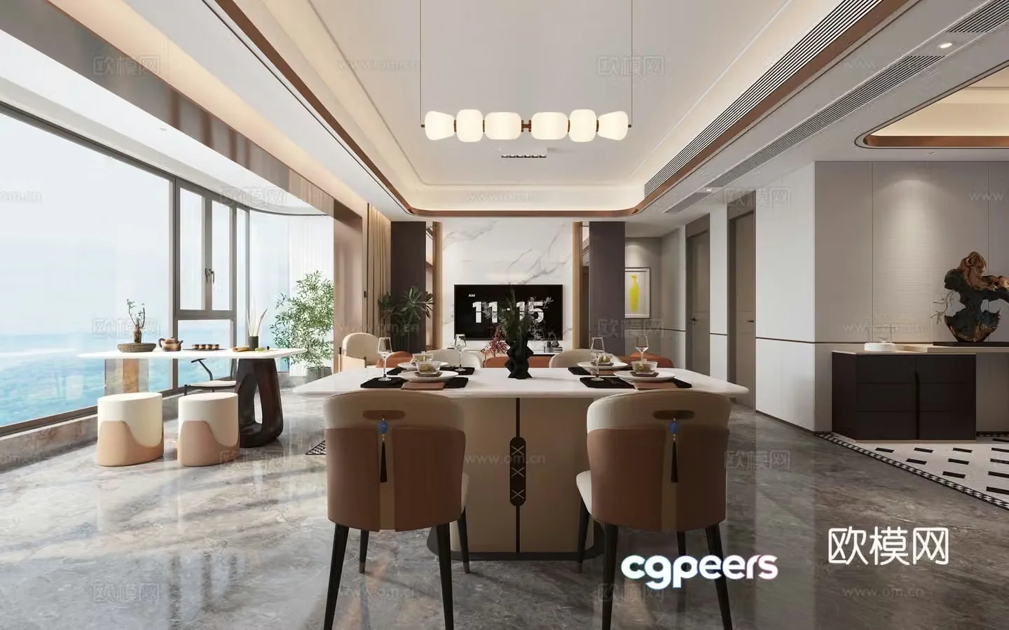 Modern guest restaurant 3d model