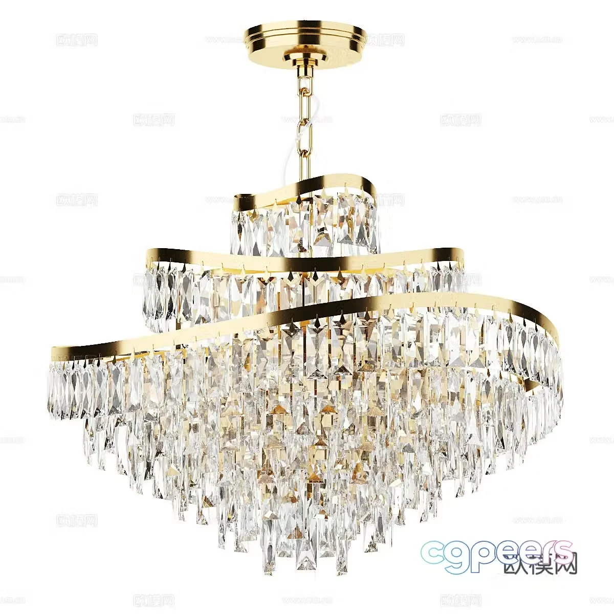 Light luxury chandelier crystal lamp 3d model