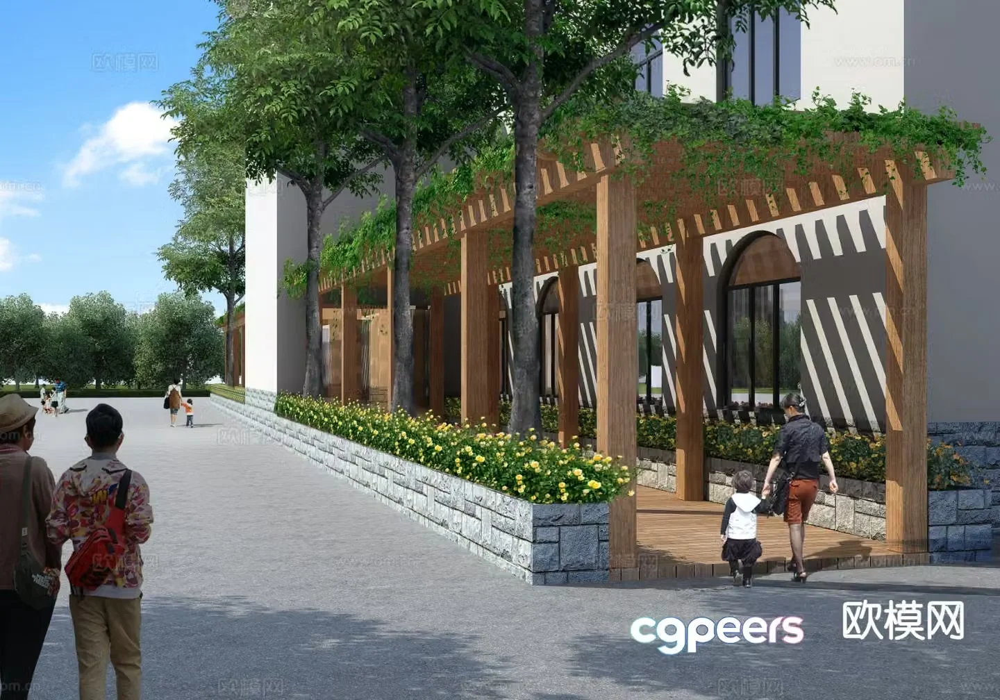 New Chinese style corridor corridor 3D model