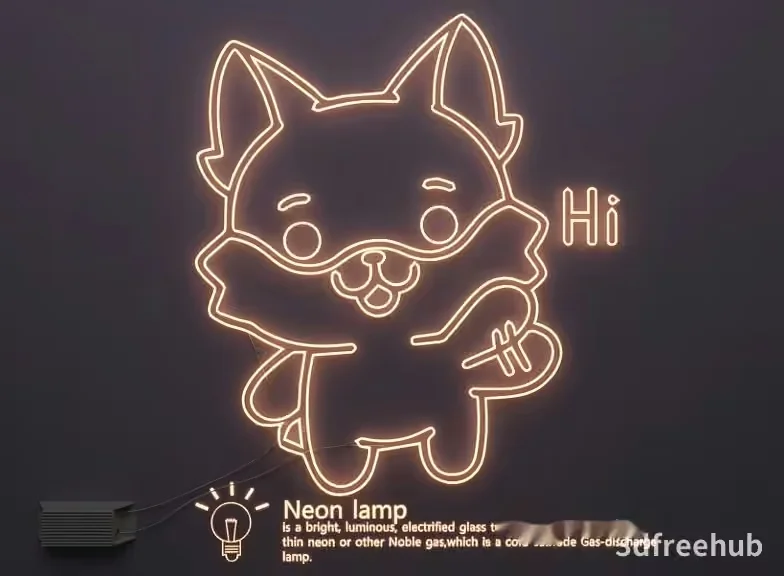 A Neon Lamp Is A Main Subject With A Characteristic Of Being Bright And Lumin 3D Model – 21251 – VRAY Render