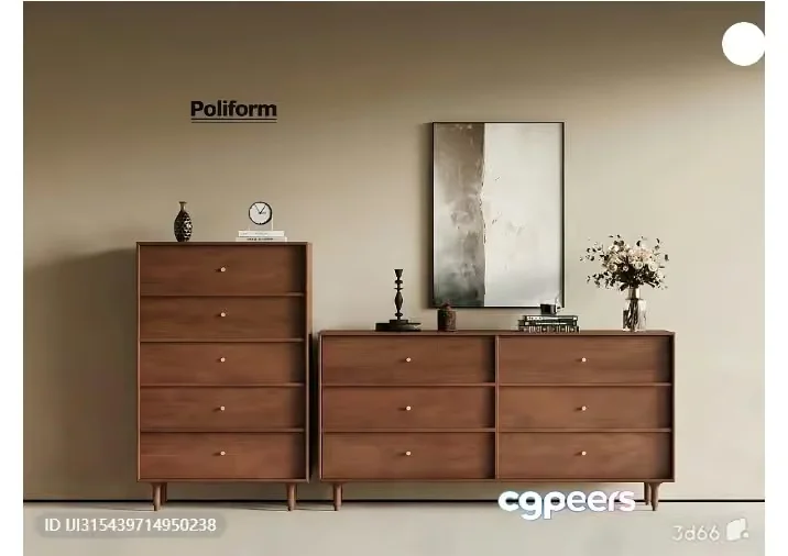 Mid-Century Modern Dresser 3D Model – 9415 – VRAY Render
