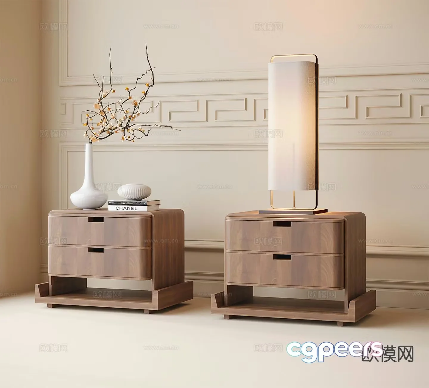 New Chinese style bedside table 3d model