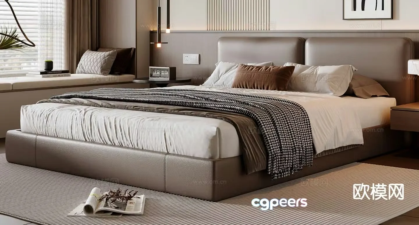 Modern double bed 3d model