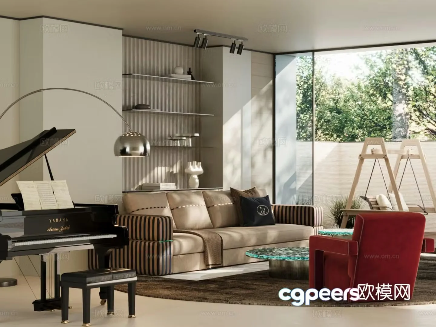 Modern minimalist living room 3d model