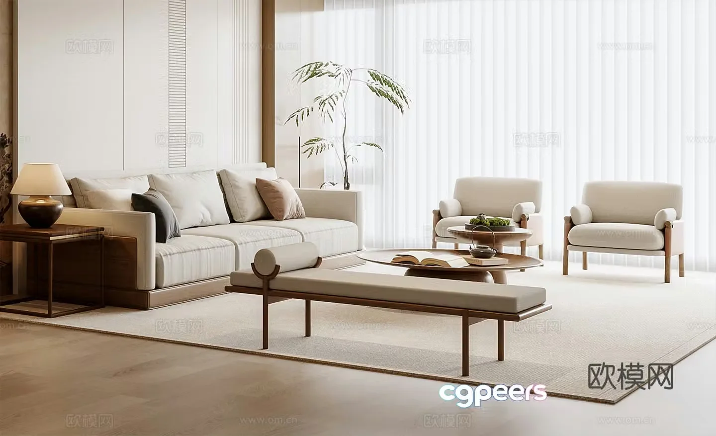 New Chinese sofa coffee table combination 3D model