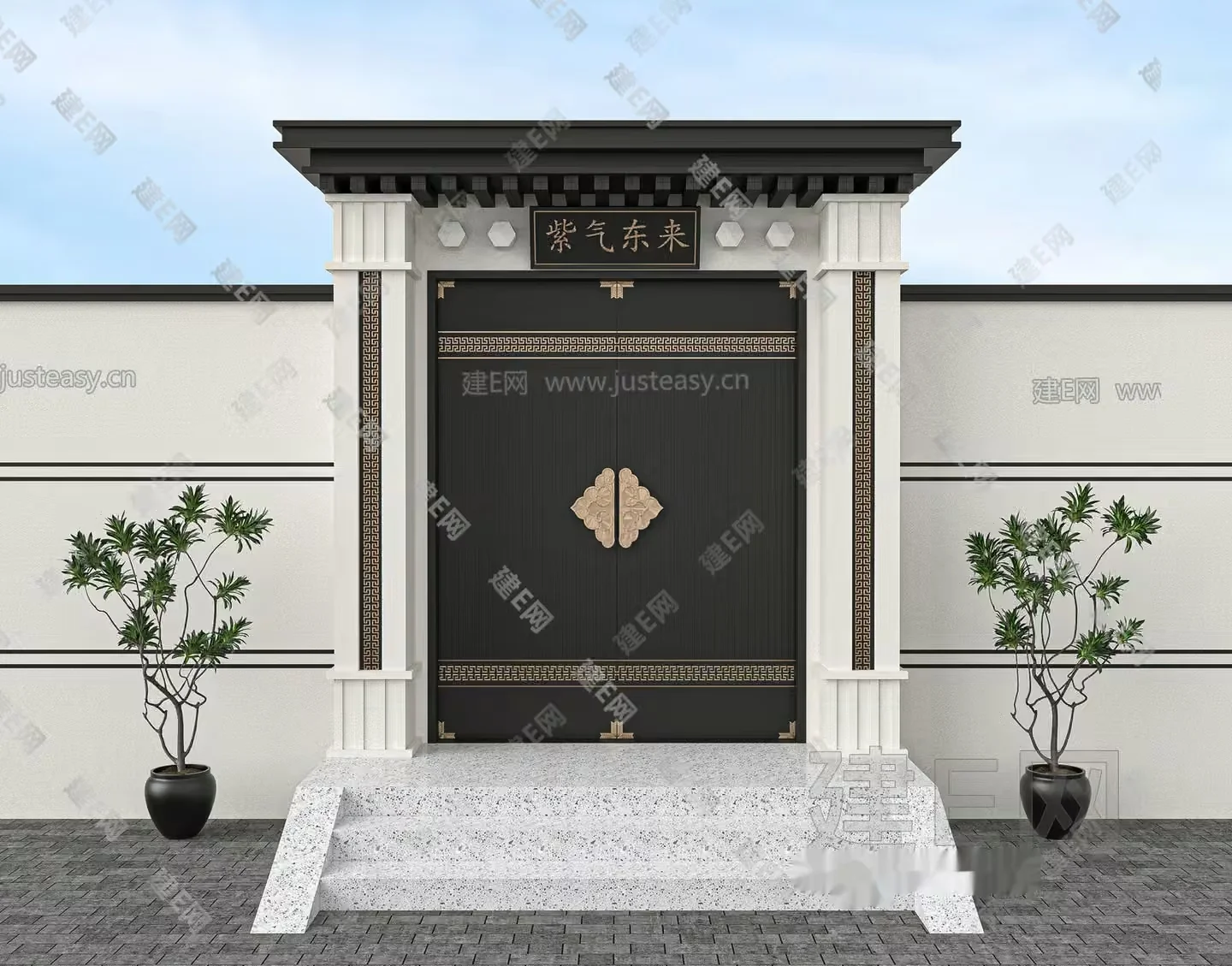 Traditional Asian Doorway 3D Model – 7438 – VRAY Render