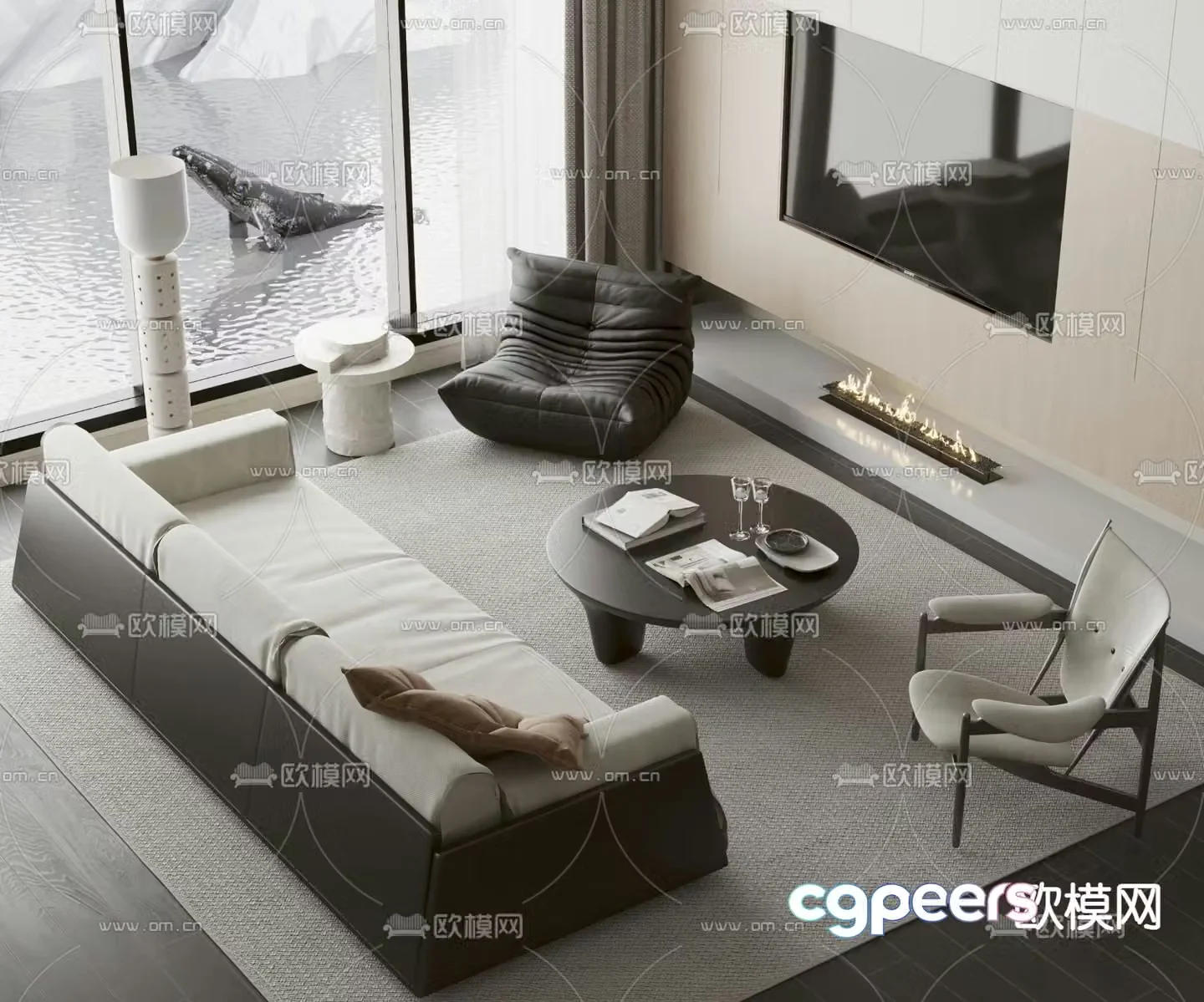 Modern sectional sofa 3d model