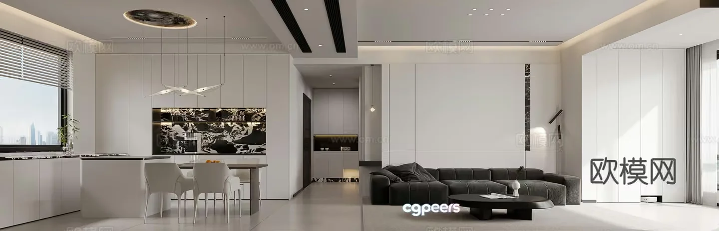Modern Living Room 3D Model – 1267 – VRAY Render