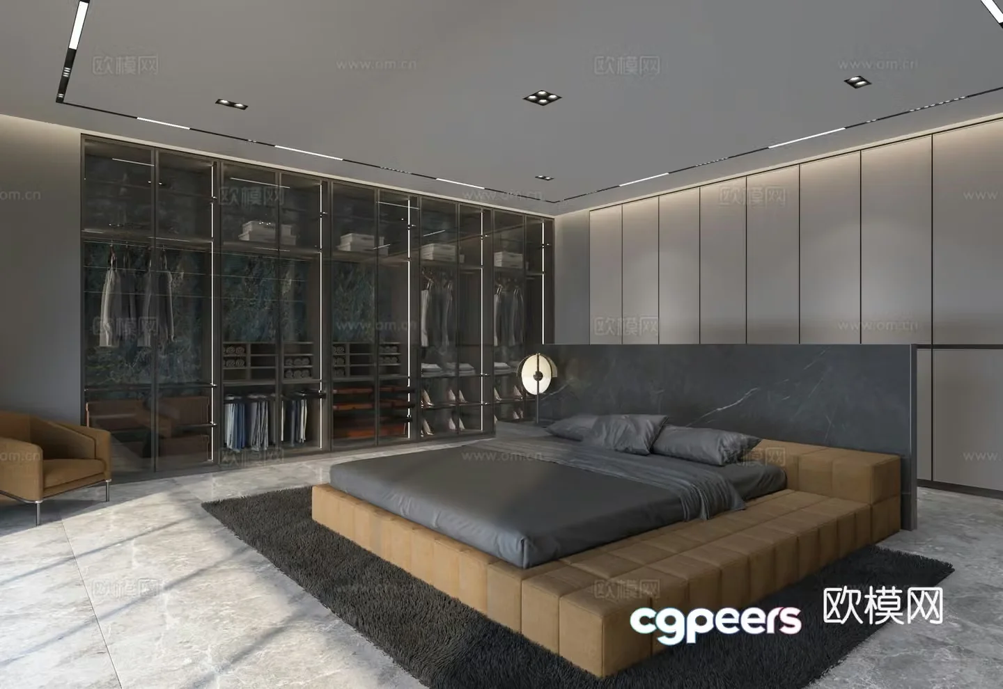 Modern light luxury bedroom wardrobe wardrobe cloakroom 3d model
