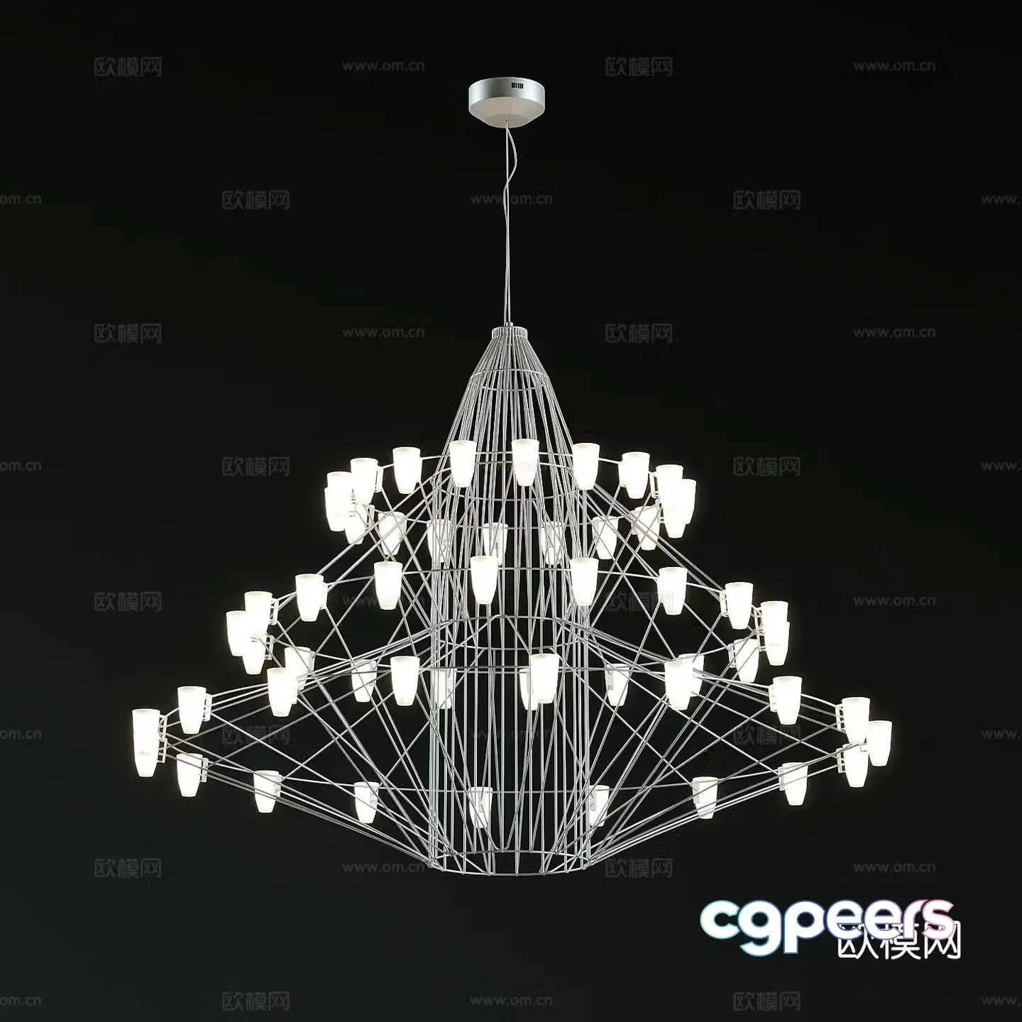 Modern lobby chandelier 3d model