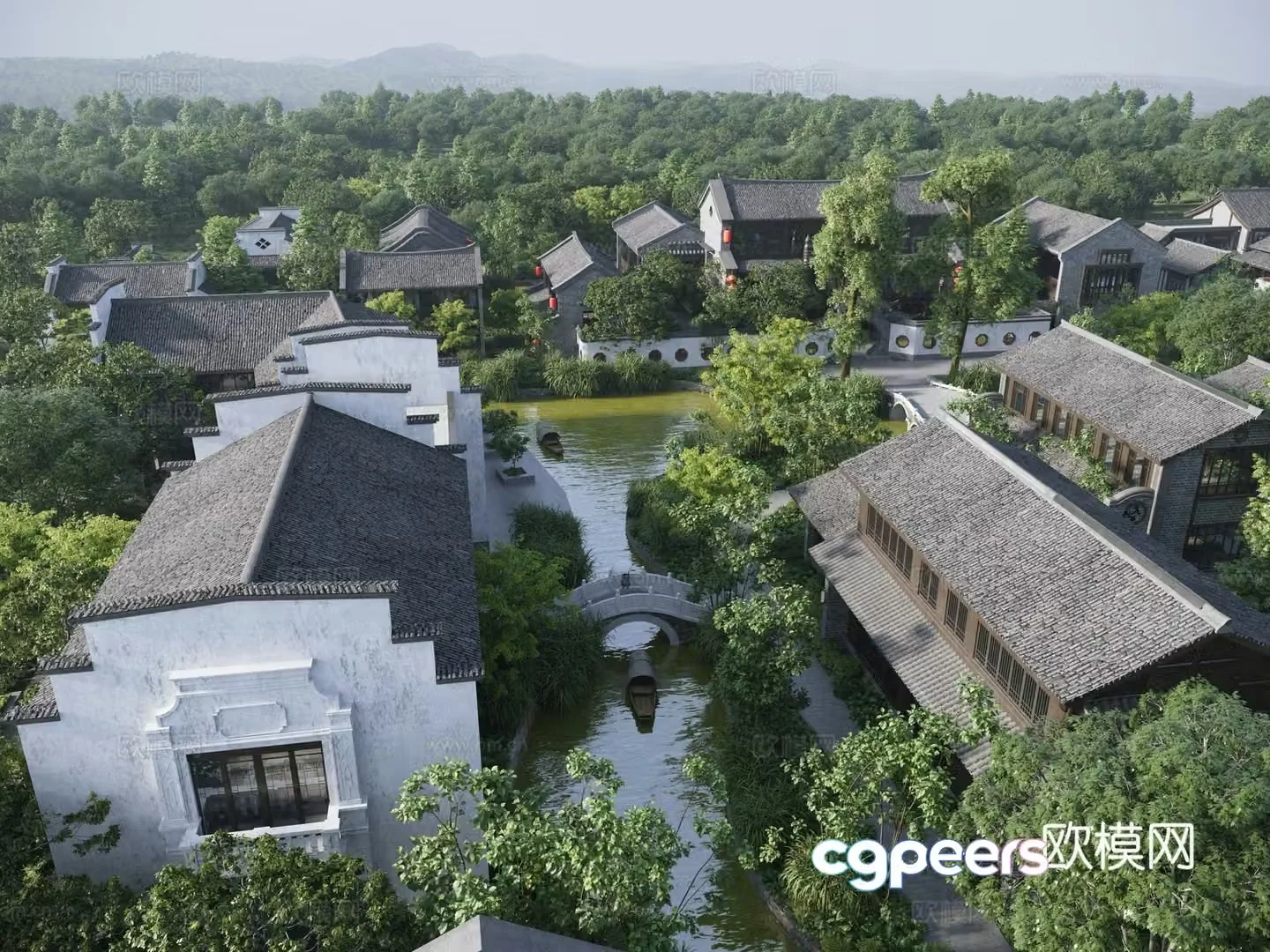 Antique building 3D model of Chinese commercial streets
