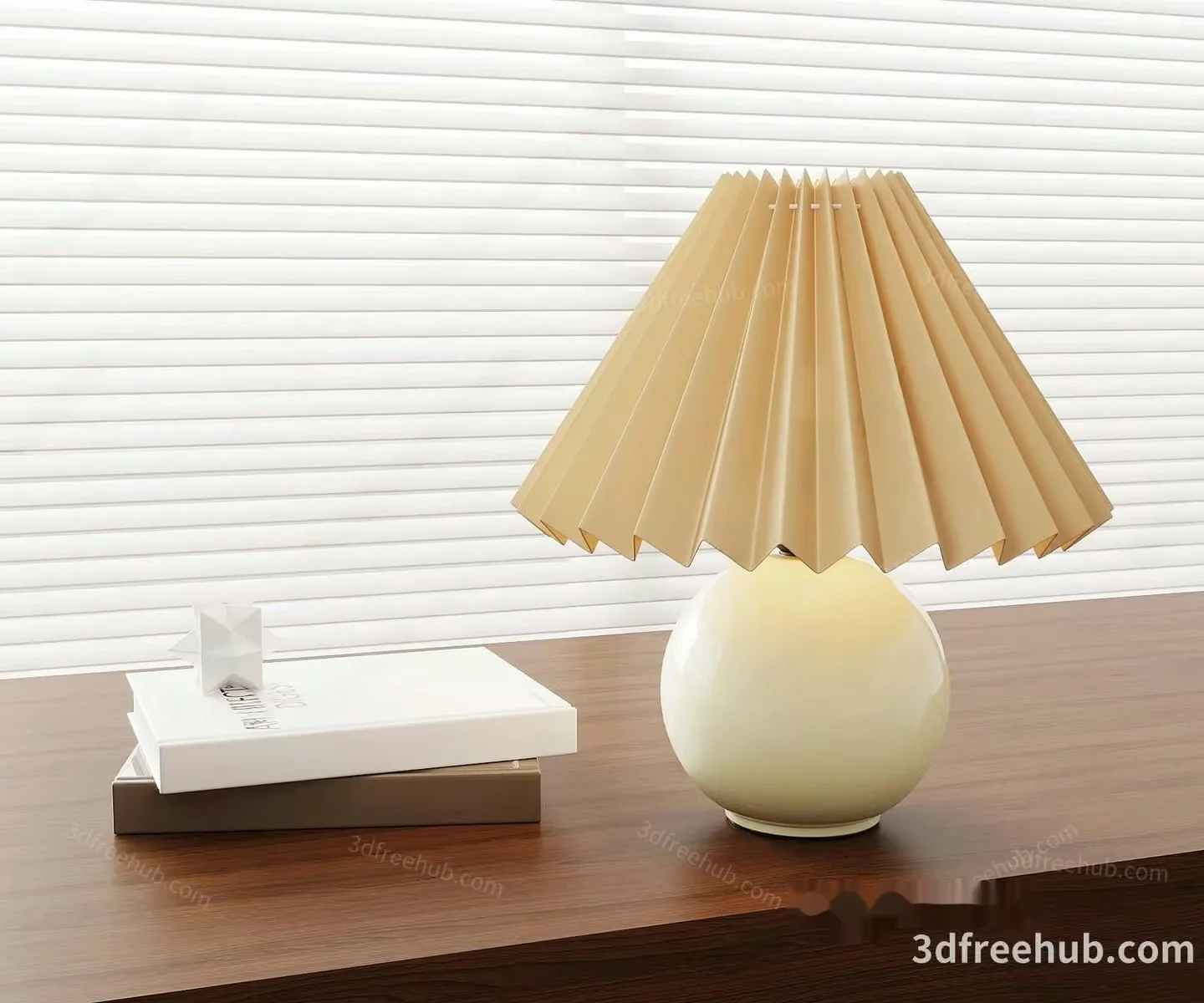 Modern Table Lamp With A Pleated Shade 3D Model – 8133 – VRAY Render