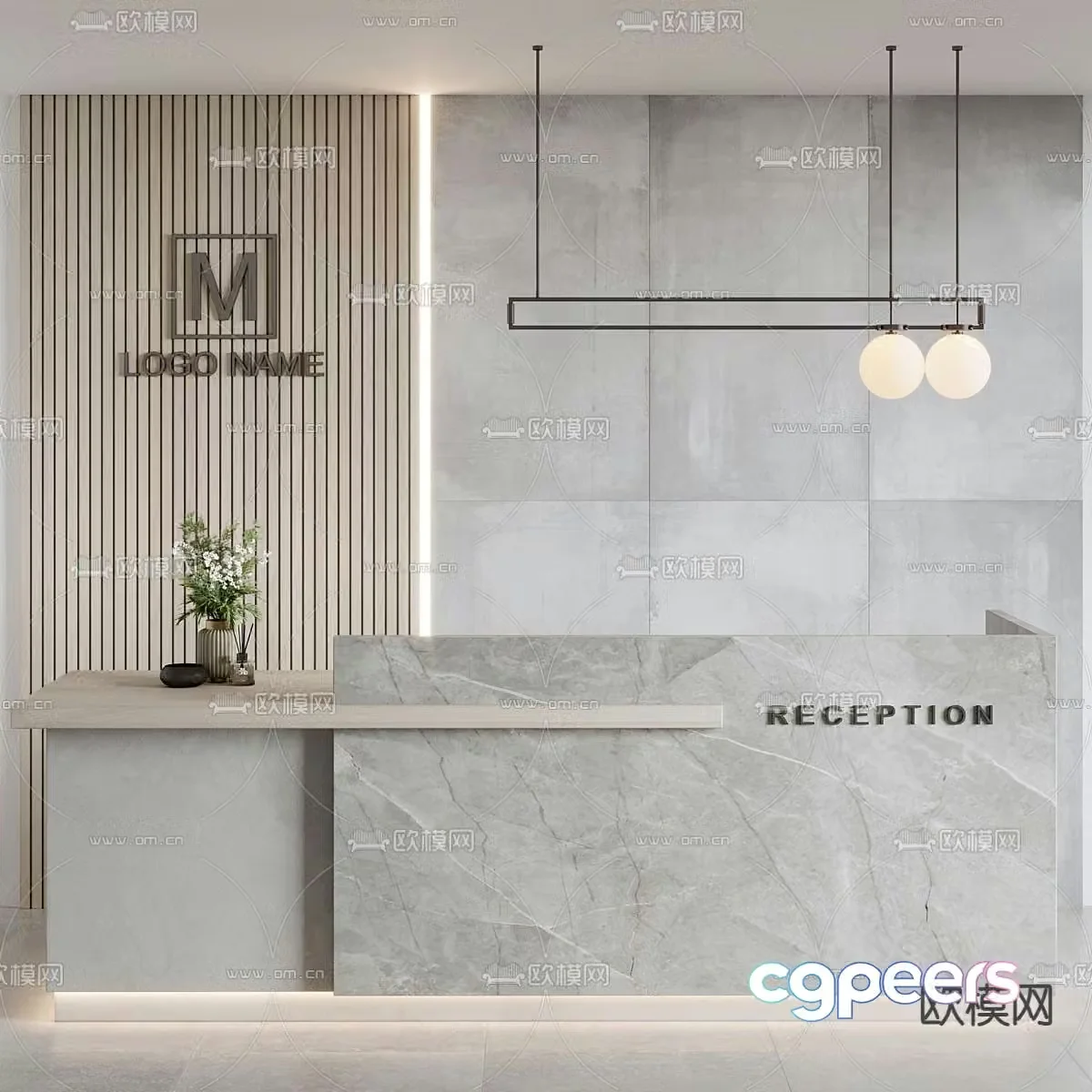 Office reception desk 3d model
