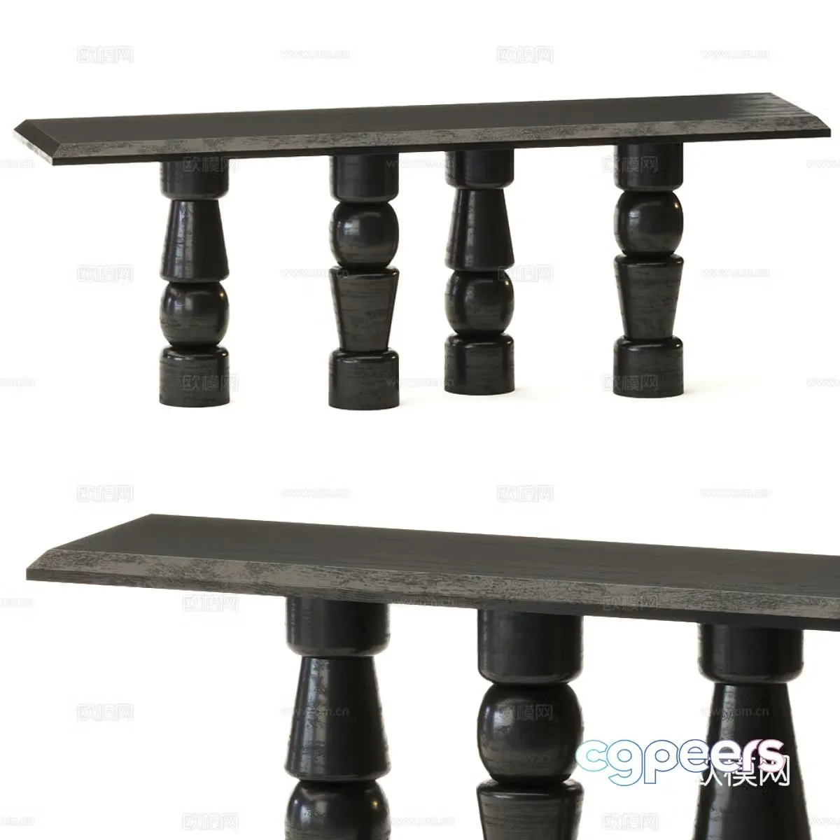 Modern Wasabi Dark Wind Solid Wood End Scenery 3D Model