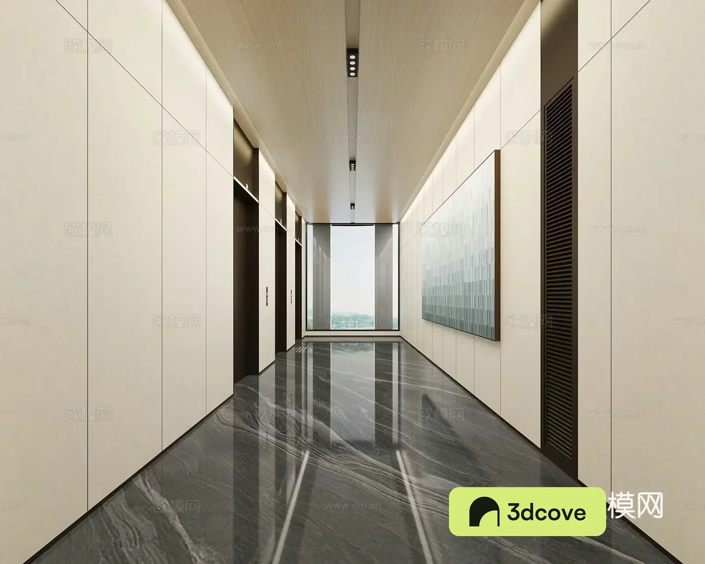 Modern elevator hall
