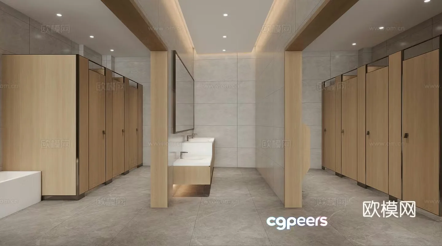 Modern public bathroom 3d model