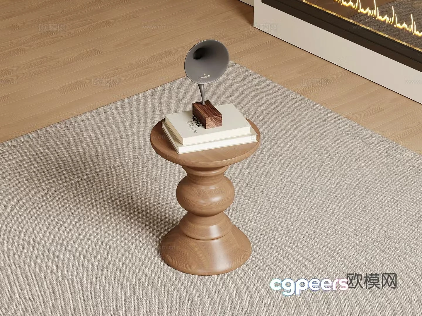 Medium style solid wood edge table jewelry ornament 3D model