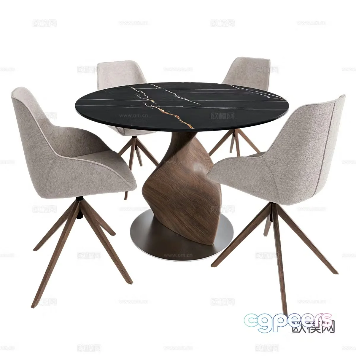 Modern dining table and chairs 3d model
