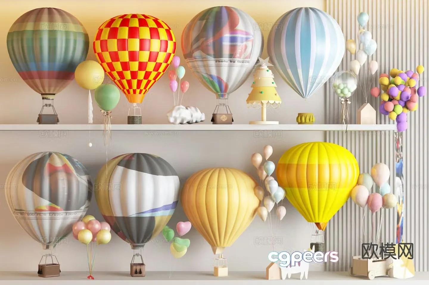 Modern hot air balloon Meichen 3D model
