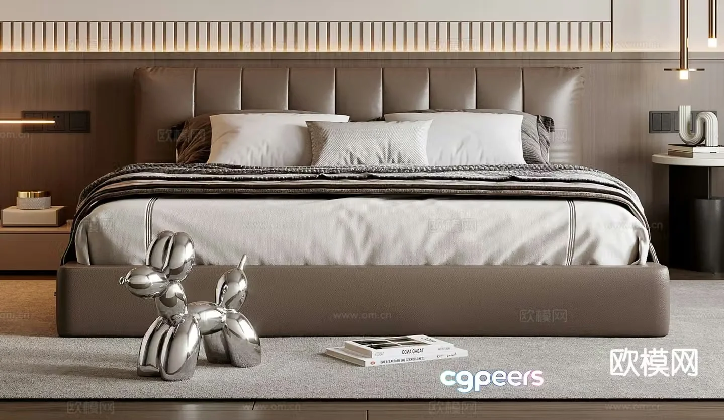 Italian double bed 3d model