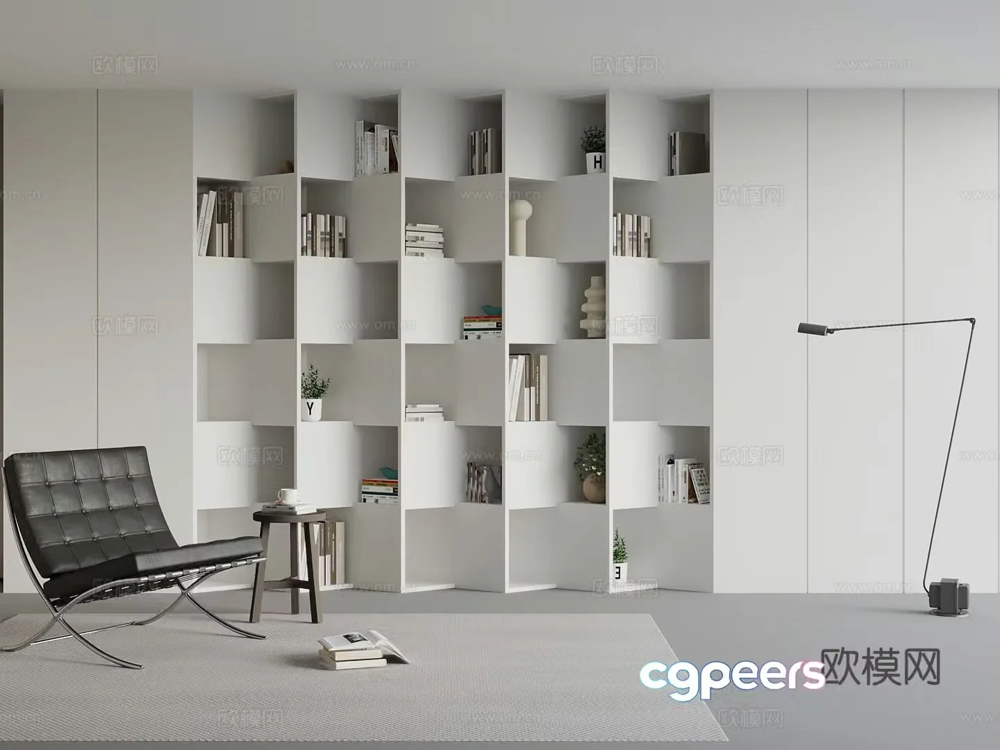 Modern bookcase leisure chair 3d model