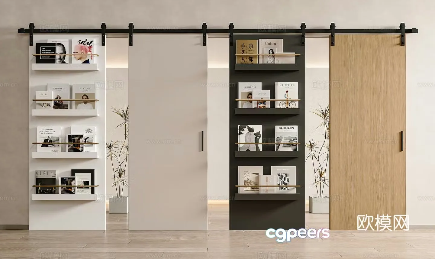 Modern medieval sliding door Barn door Medium magazine rack Medium decorative rack Sliding door Wooden door 3d model