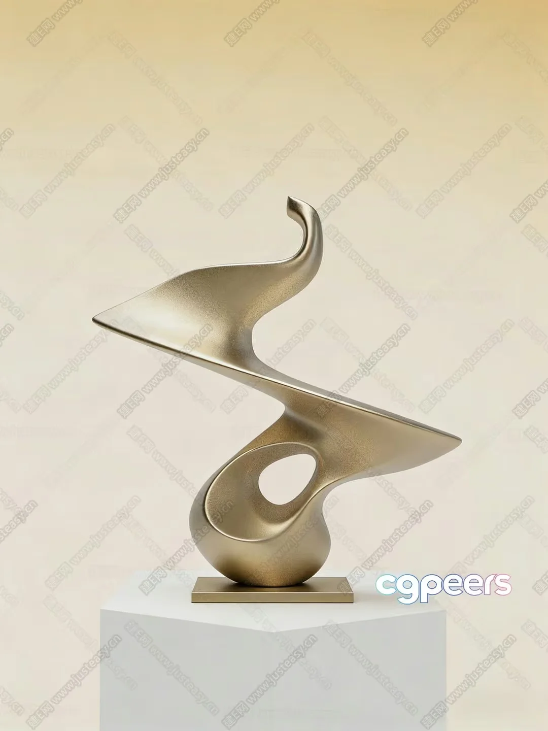 A Gold Abstract Sculpture 3D Model – 19443 – CORONA Render