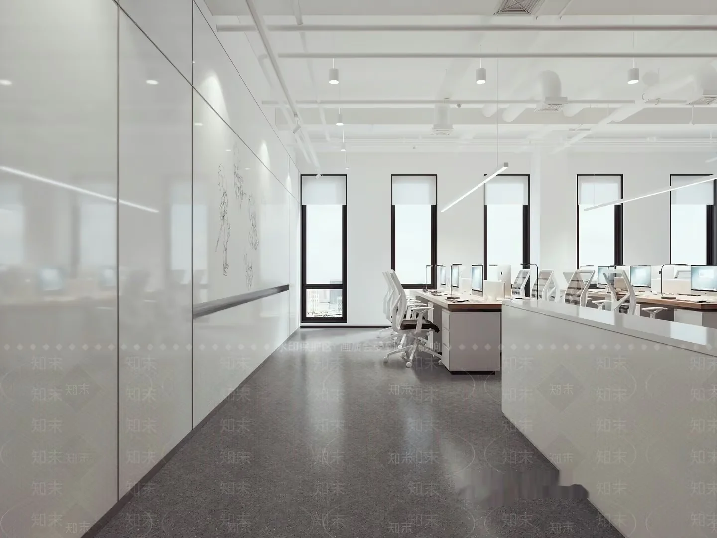 Modern Office Space 3D Model – 5948 – VRAY Render