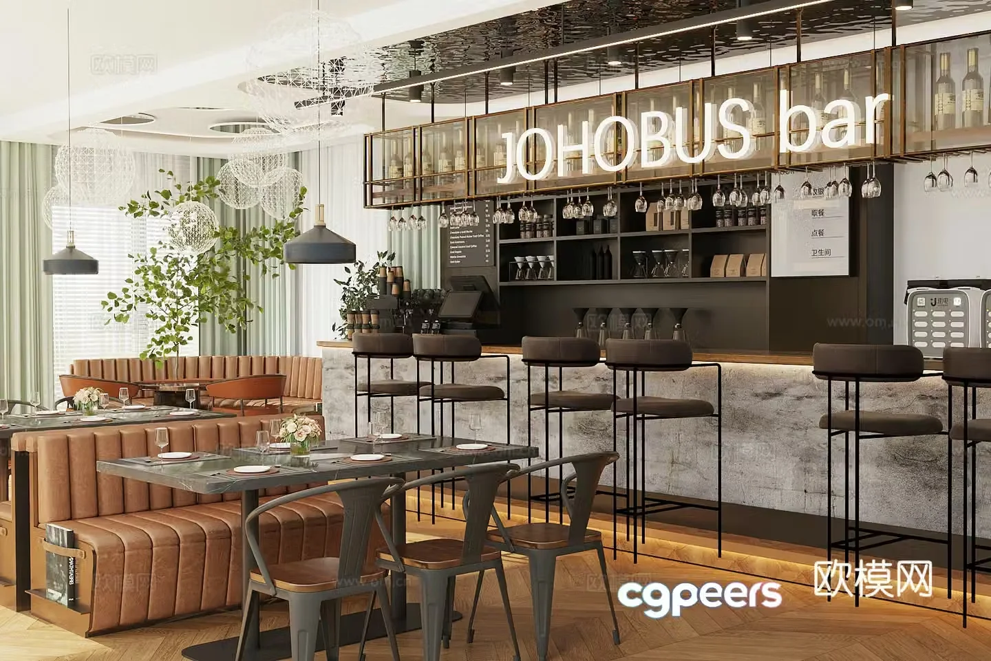 Industrial style coffee shop coffee shop operation table milk tea shop workbench restaurant water bar coffee table 3d model