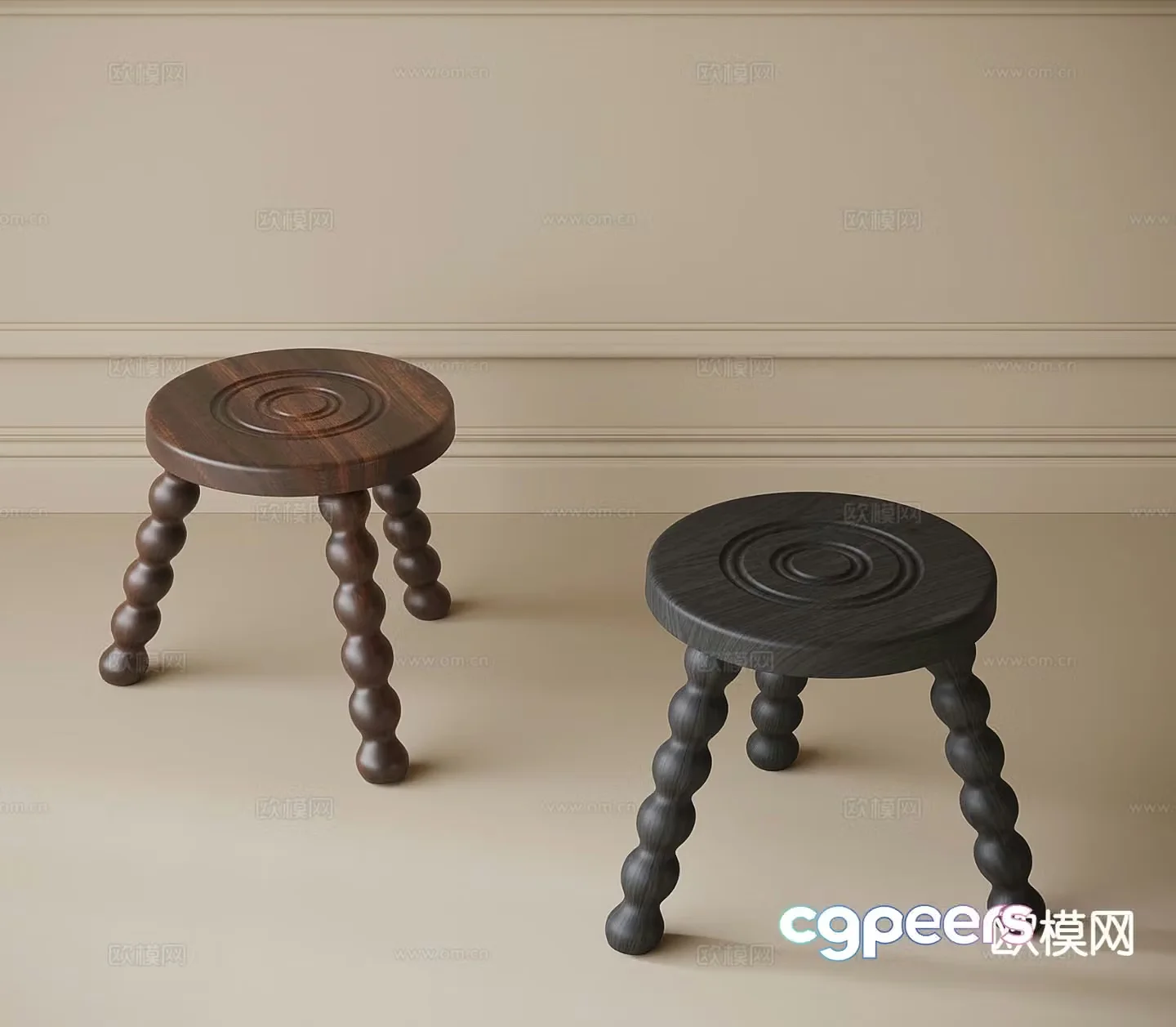 Modern stool shoe changing stool wooden stool 3d model