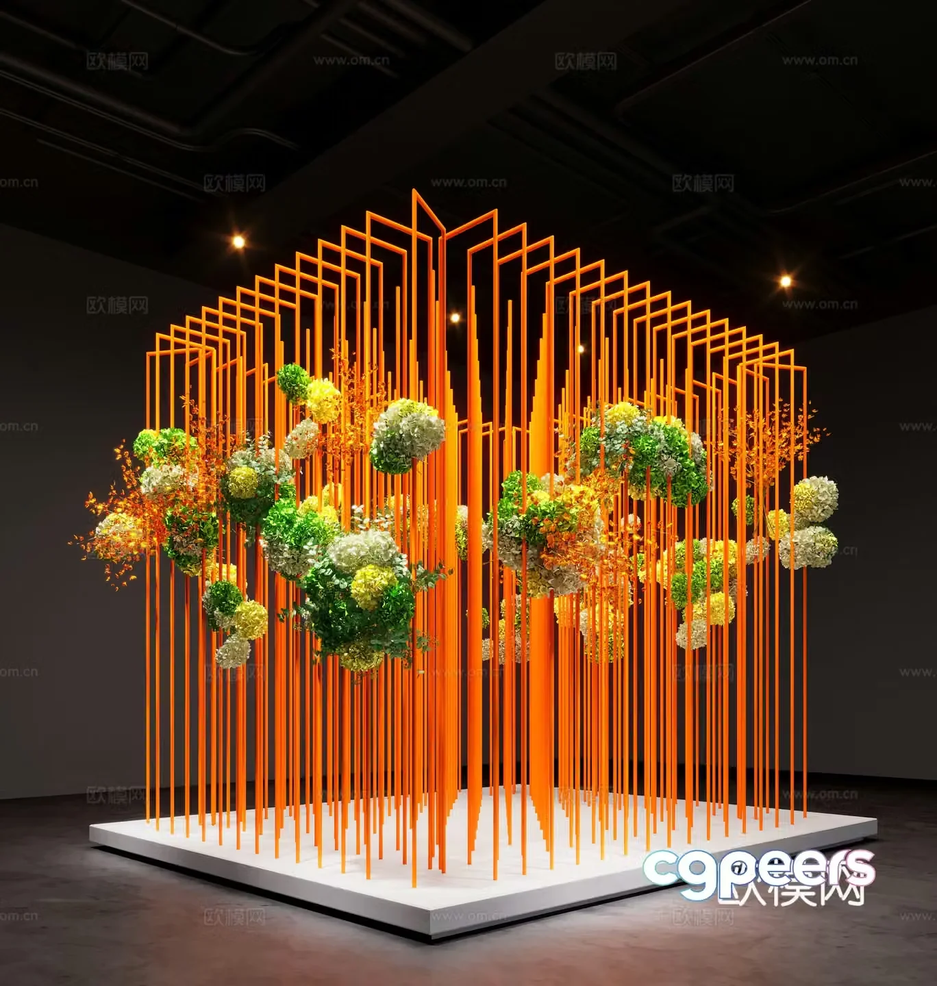 Modern art installation Interior landscape Plant installation 3d model