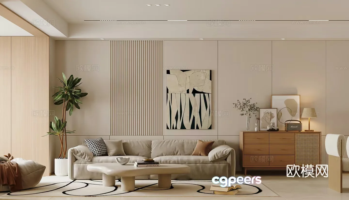 Modern Living Room 3D Model – 552 – VRAY Render