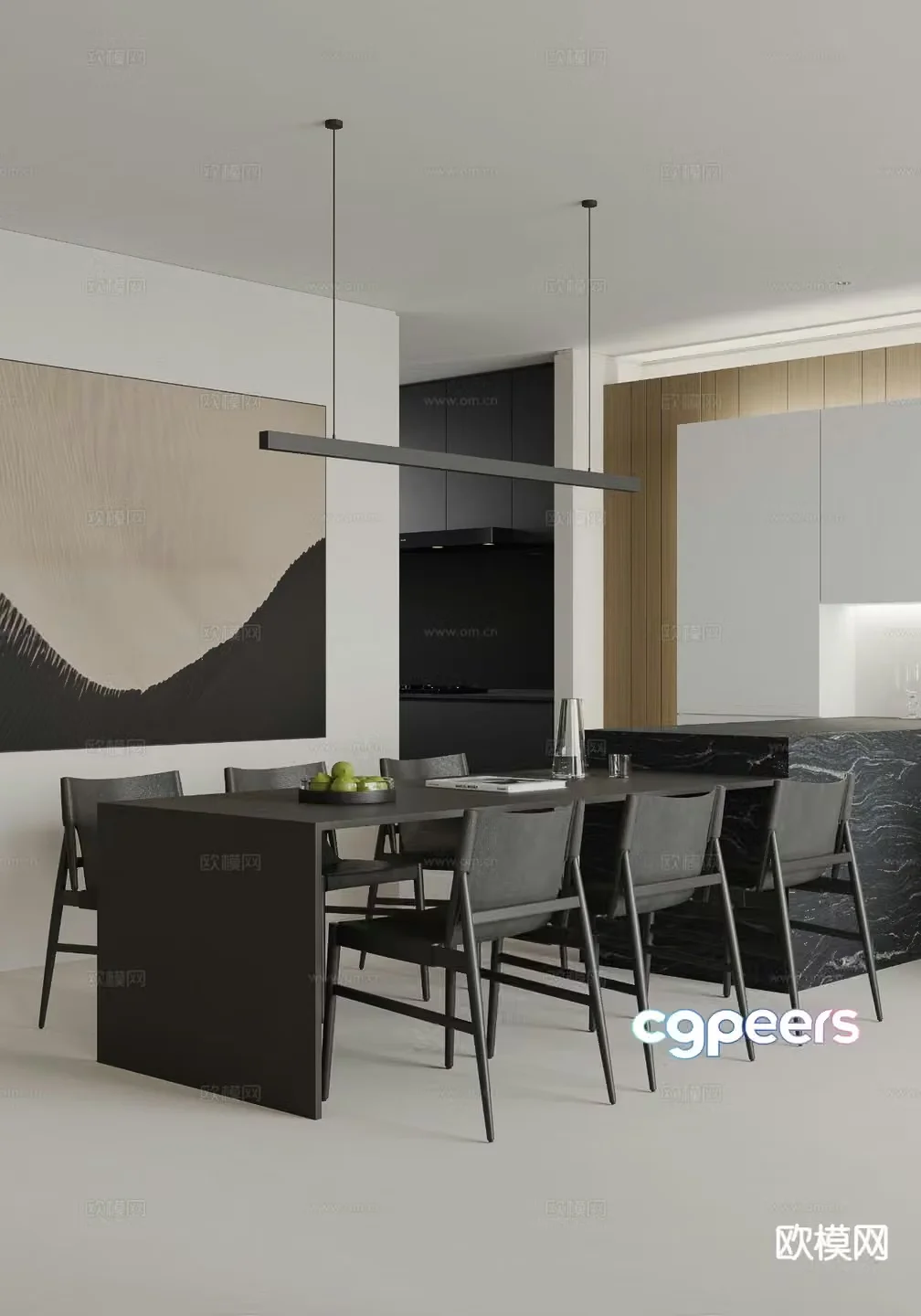 Italian minimalist island restaurant 3D model