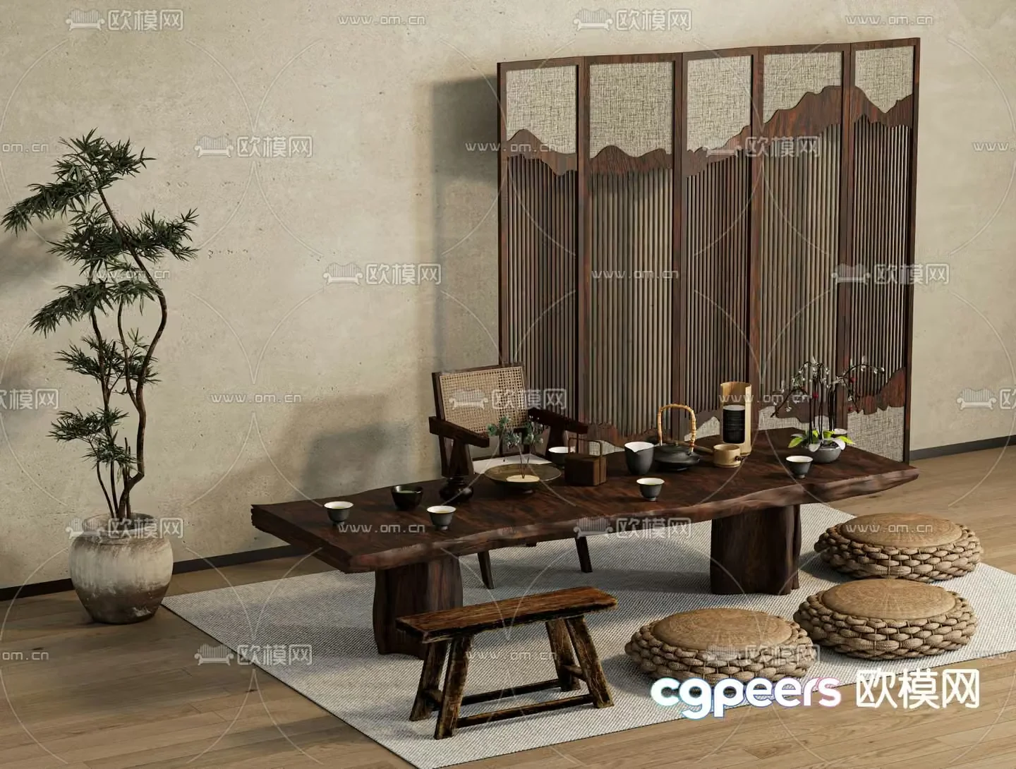 New Chinese tea table tea table 3D model