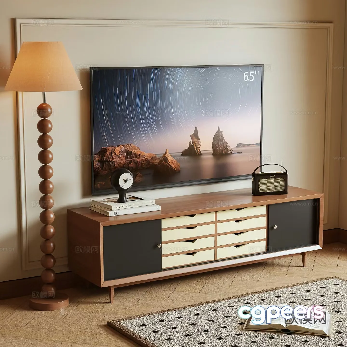 Middle-aged TV cabinet 3D model