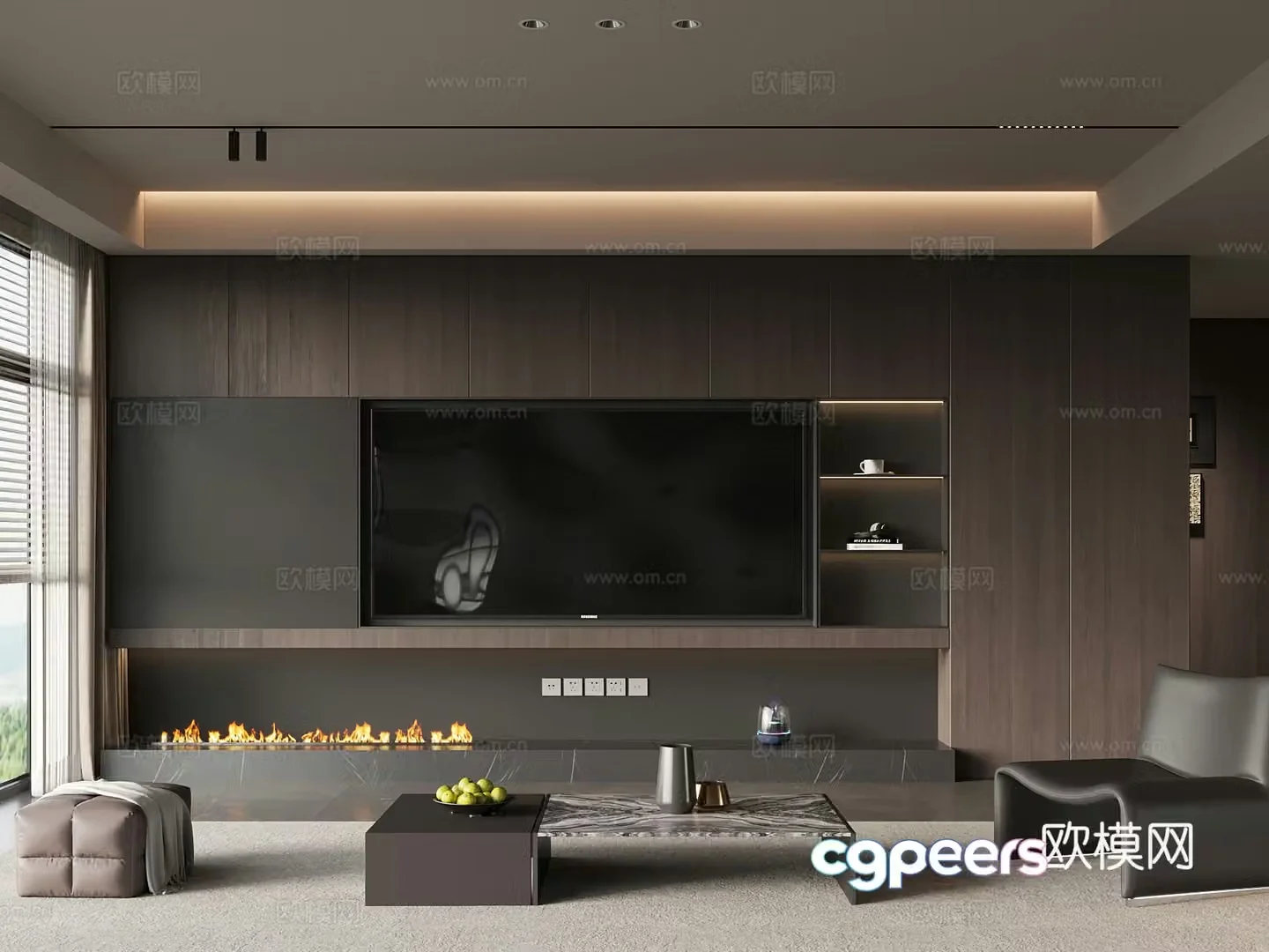 Home living room modern Italian living room TV background wall sofa coffee table combination 3d model