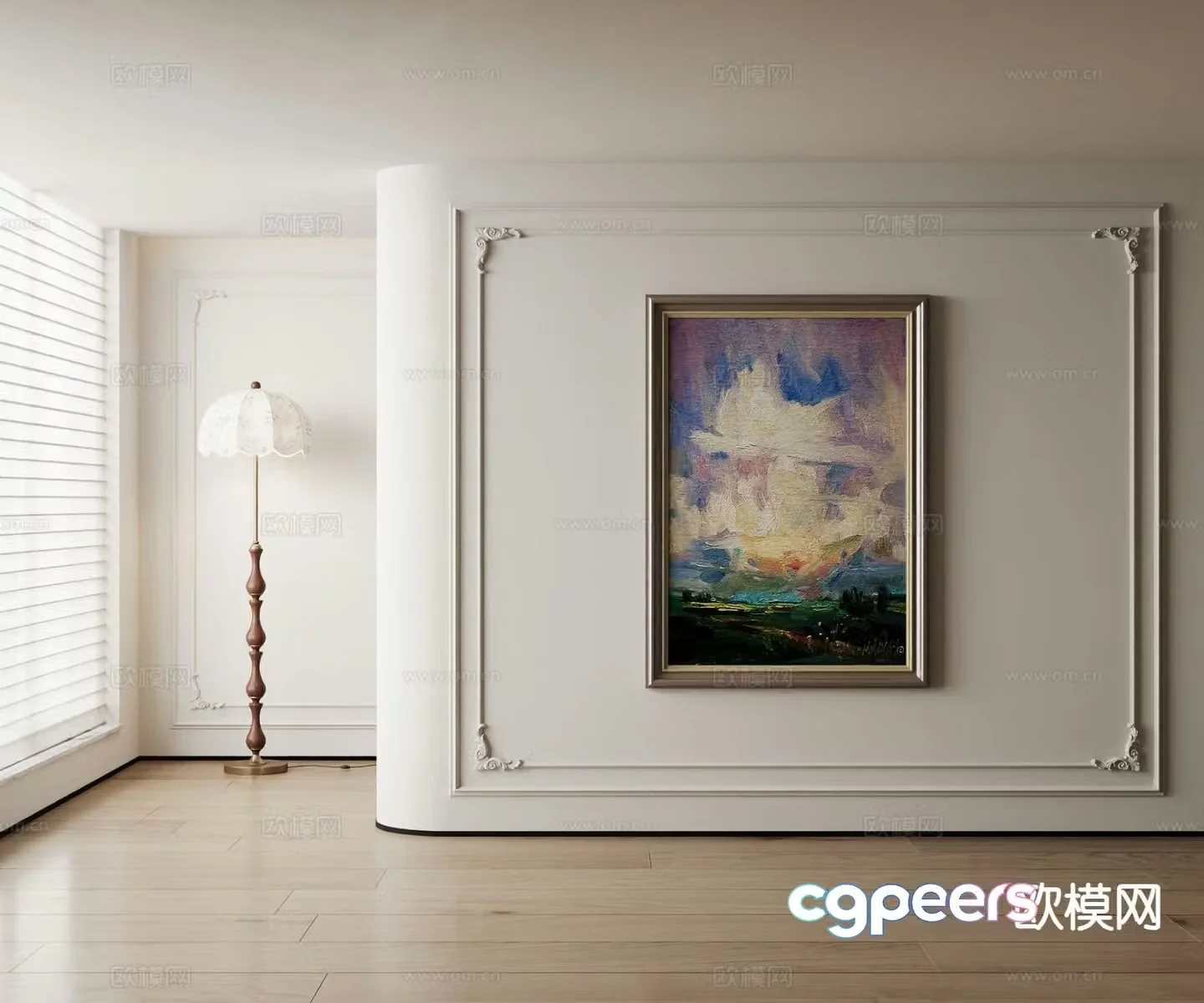 American decorative painting oil painting landscape painting 3d model