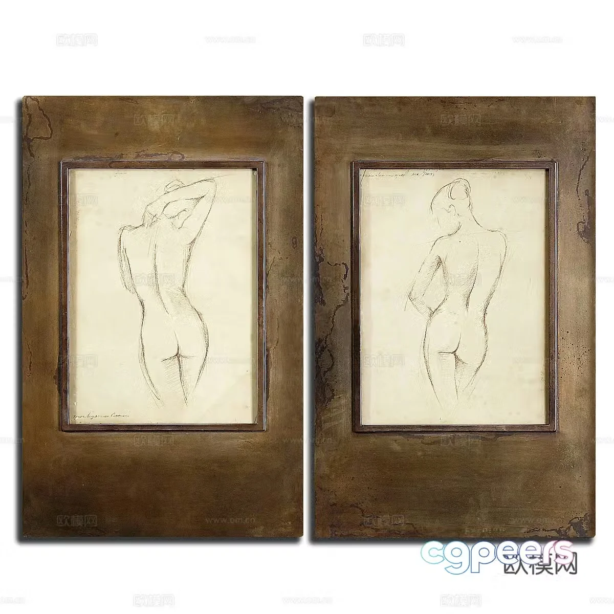 Modern abstract art hanging painting 3d model