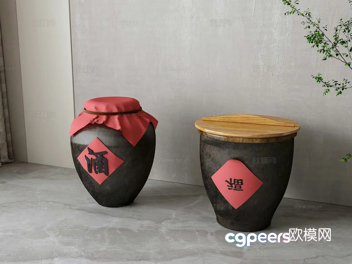 New Chinese style wine jar 3D model