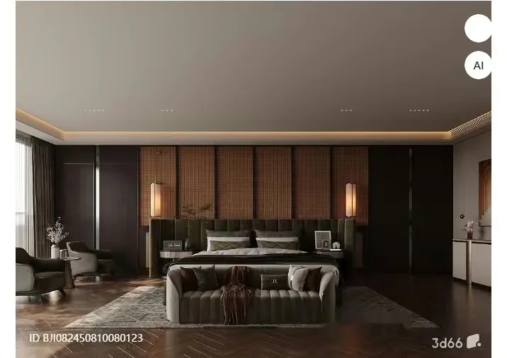 Cozy Modern Bedroom 3D Model – 1927 – VRAY Render
