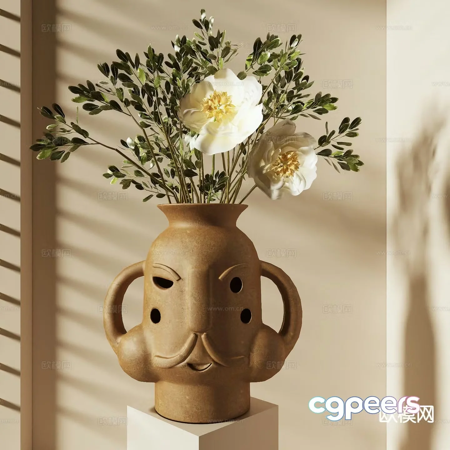 ceramic vase floral arrangement flower arrangement flowers 3d model