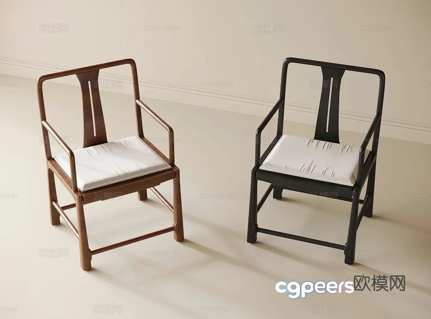 New Chinese style single chair book chair tea chair dining chair 3d model