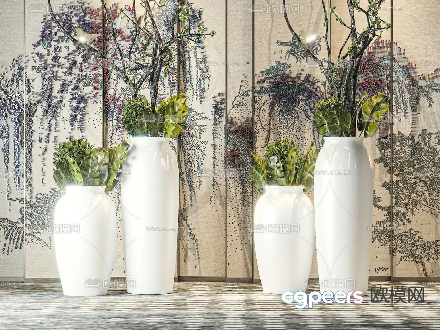 New Chinese-style plant potted 3D model