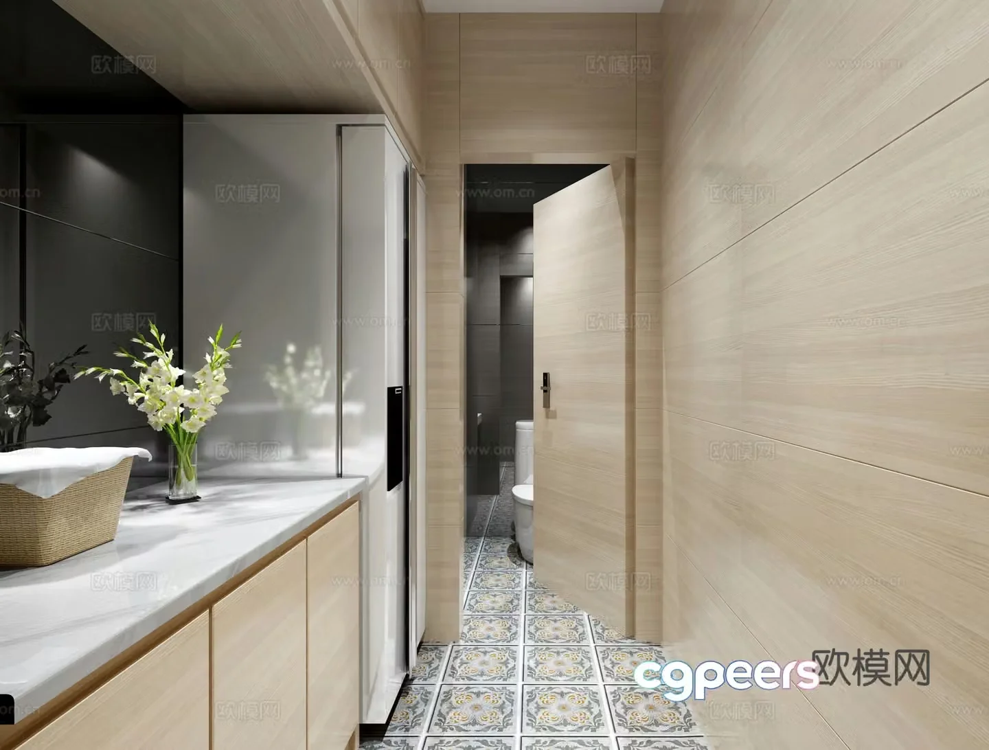 Modern restroom bathroom 3d model